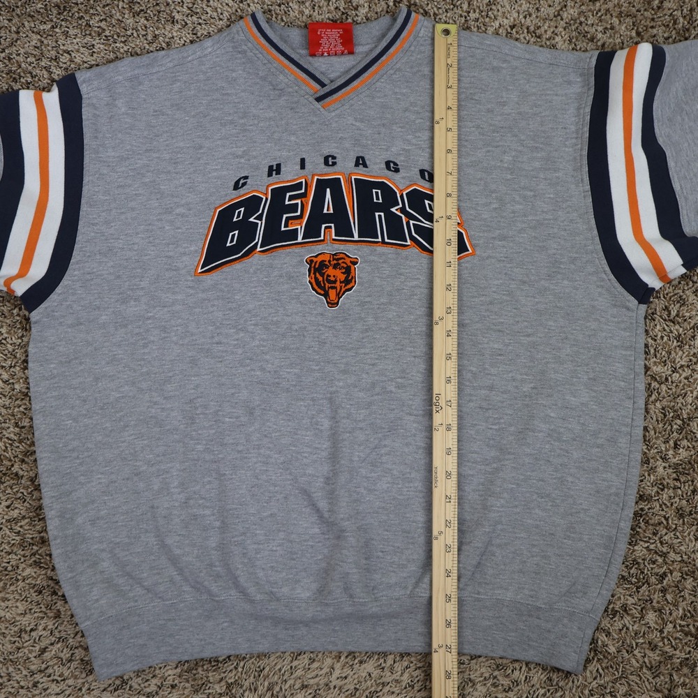 Y2K NFL Chicago Bears Sweatshirt XL Embroidered Grey Cotton Blend - Picture 10 of 12